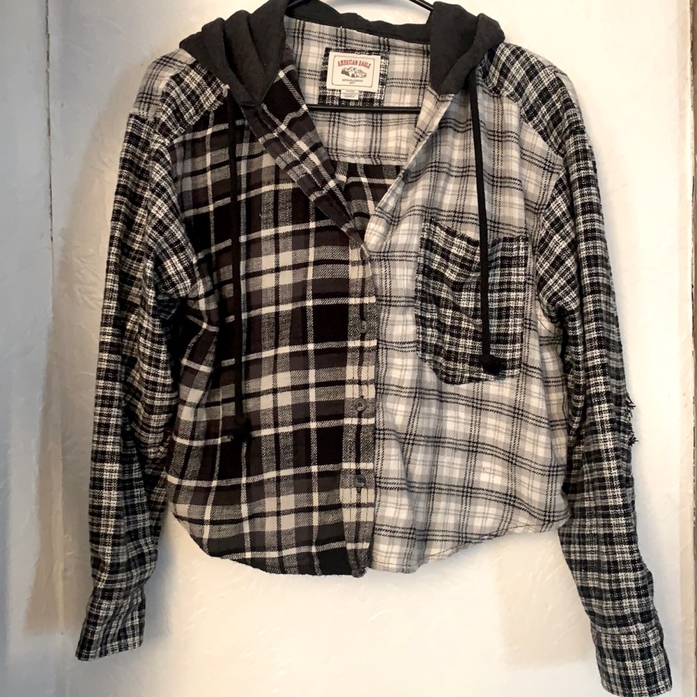 Cropped hooded flannel